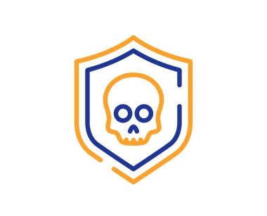 Siber saldırı hattı ikonu. Fidye tehdidi işareti. Veri koruma sembolü. Renkli ince çizgi ana hatları. Doğrusal siber saldırı ikonu. Düzenlenebilir felç. Vektör