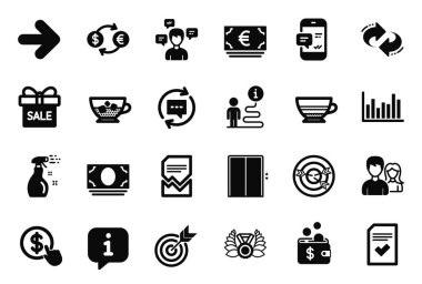 Hedefleme, Kontrol Edilmiş dosya ve Hedef simgeleriyle ilgili basit simgelerin vektör kümesi. Ödül madalyası, İleri ve Mocha işareti. Satış teklifi, takım çalışması ve kaldırma. Yenile, Çubuk diyagramı ve yorumları güncelle. Vektör