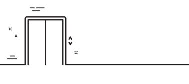 Çizgi simgesini kaldır. Asansör tabelası. Katlar arası ulaşım sembolü. Asgari çizgi çizimi arka planı. Çizgi simgesi pankartı kaldırın. Beyaz ağ şablonu konsepti. Vektör