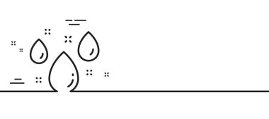 Yağmurlu hava tahmini çizgi simgesi. Yağmur tabelası. Su damlaları sembolü. Asgari çizgi çizimi arka planı. Yağmurlu hava çizgisi ikon desenli pankart. Beyaz ağ şablonu konsepti. Vektör