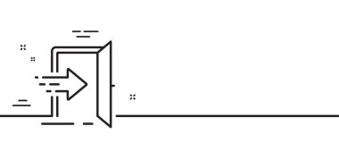 Giriş çizgisi simgesi. Giriş kapısı işareti. Çıkış sembolü oluşturuluyor. Asgari çizgi çizimi arka planı. Giriş çizgisi simgesi pankartı. Beyaz ağ şablonu konsepti. Vektör