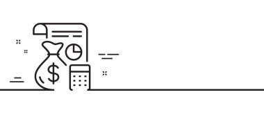 Muhasebe çizgisi simgesi. Finans yönetimi tabelası. İş ekonomisi sembolü. Asgari çizgi çizimi arka planı. Muhasebe çizgisi simge pankartı. Beyaz ağ şablonu konsepti. Vektör