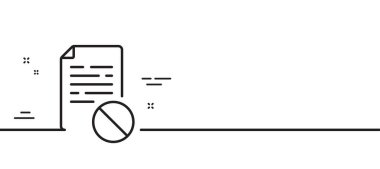 İzin verilmeyen belge satırı simgesi. Dosya işareti yok. Ofis sembolü. Asgari çizgi çizimi arka planı. Yanlış dosya satırı simgesi pankartı. Beyaz ağ şablonu konsepti. Vektör