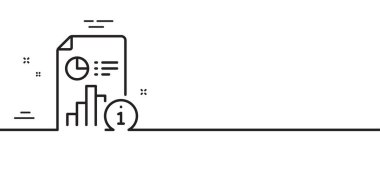 Rapor satırı simgesi. Araştırma belgesi imzası. Veri analiz bilgi sembolü. Asgari çizgi çizimi arka planı. Rapor satırı simge pankartı. Beyaz ağ şablonu konsepti. Vektör