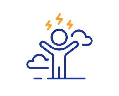 Stres çizgisi simgesi. Depresyon işareti. Akıl sağlığı sembolü. Renkli ince çizgi ana hatları. Doğrusal stil zor stres simgesi. Düzenlenebilir felç. Vektör