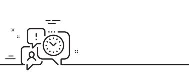 Zaman yönetimi çizgisi simgesi. Saat işareti. Sembol izle. Asgari çizgi çizimi arka planı. Zaman yönetimi çizgisi simge pankartı. Beyaz ağ şablonu konsepti. Vektör