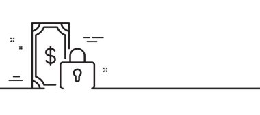 Özel ödeme hattı ikonu. Dolar işareti. Finans sembolü. Asgari çizgi çizimi arka planı. Özel ödeme hattı simgesi afişi. Beyaz ağ şablonu konsepti. Vektör