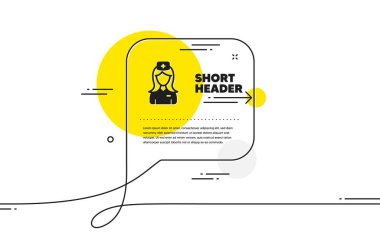 Hastane hemşiresi ikonu. Devamlı sohbet pankartı. Tıbbi yardım asistanı imzası. Hastane hemşire ikonu sohbet mesajında. Yorum yap ve arka planda konuş. Vektör