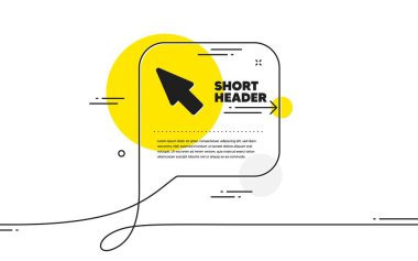 Fare İmleci simgesi. Devamlı sohbet pankartı. İşaret levhası. Ok sembolüne tıklayın. Sohbet mesajında fare imleci simgesi. Yorum yap ve arka planda konuş. Vektör