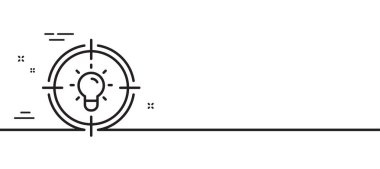 Fikir çizgisi simgesi. Ampul ya da lamba hedef işaretinde. Yaratıcılık, Çözüm veya Düşünme Sembolü. Asgari çizgi çizimi arka planı. Fikir çizgisi simge pankartı. Beyaz ağ şablonu konsepti. Vektör