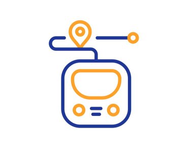 Metro hattı ikonu. Metro yolculuğu işareti. Yeraltı treninin konum sembolü. Renkli ince çizgi ana hatları. Doğrusal metro simgesi. Düzenlenebilir felç. Vektör