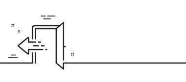 Giriş çizgisi simgesi. Giriş kapısı işareti. Çıkış sembolü oluşturuluyor. Asgari çizgi çizimi arka planı. Giriş çizgisi simgesi pankartı. Beyaz ağ şablonu konsepti. Vektör