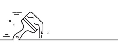 Fırça çizgisi simgesini boya. Duvar fırçası işareti. Yaratıcı resim sembolü. Asgari çizgi çizimi arka planı. Fırça çizgisi ikon desenli pankart. Beyaz ağ şablonu konsepti. Vektör