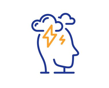 Stres hattı ikonu. Depresyon işareti. Akıl sağlığı sembolü. Renkli ince çizgi ana hatları. Doğrusal stres simgesi. Düzenlenebilir felç. Vektör