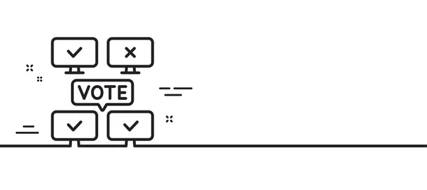 在线投票线图标 网络投票标志 网络选举的标志 最小线条图解背景 在线投票行图标模式横幅 白色网络模板的概念 — 图库矢量图片
