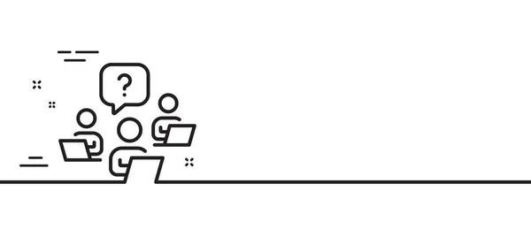 Icône Ligne Question Travail Équipe Demande Aide Outsource Symbole Soutien — Image vectorielle