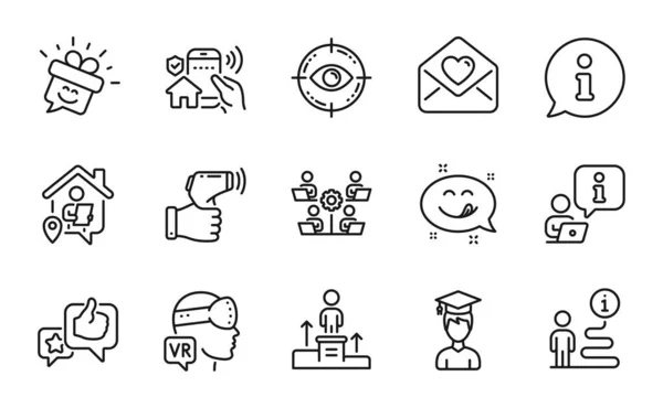 People Icons Set Included Icon Love Letter House Security Yummy — Vettoriale Stock