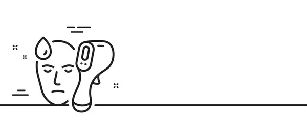 電子温度計ラインアイコン 温度スキャナのサイン 発熱測定記号 最小限の線のイラストの背景 電子温度計ラインアイコンパターンバナー ベクトル — ストックベクタ