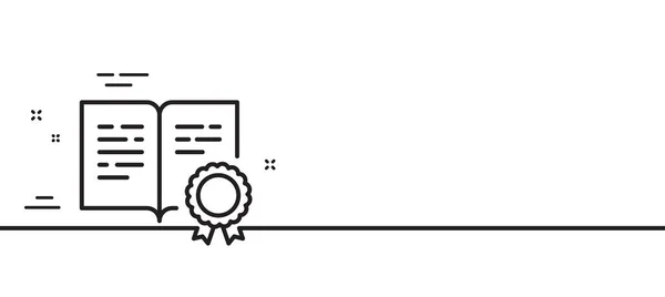 Zertifikatszeilensymbol Zertifiziertes Dokumentenzeichen Medaille Oder Briefmarkensymbol Minimale Zeilenillustration Hintergrund Banner — Stockvektor