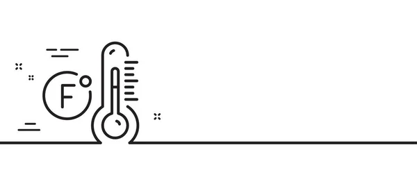 Fahrenheit Thermometer Lijn Icoon Temperatuur Diagnostisch Teken Koorts Meten Symbool — Stockvector