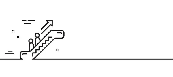 エスカレーターのラインアイコン エレベーターの標識 ショッピング階段のシンボル 最小限の線のイラストの背景 エスカレーターラインアイコンパターンバナー ホワイトウェブテンプレートのコンセプト ベクトル — ストックベクタ