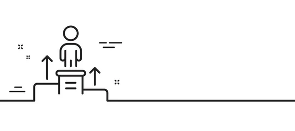 Ikona Linie Obchodního Pódia Nápis Jmenování Zaměstnance Symbol Osoby Udělující — Stockový vektor