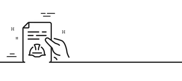 Ikona Linii Maszynowej Znak Dokumentacji Technicznej Symbol Kasku Budowlanego Minimalne — Wektor stockowy