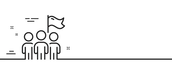 リーダーシップ ライン アイコン 成功した旗のサイン チームワークのシンボル 最小限の線のイラストの背景 リーダーシップラインアイコンパターンバナー ホワイトウェブテンプレートのコンセプト ベクトル — ストックベクタ