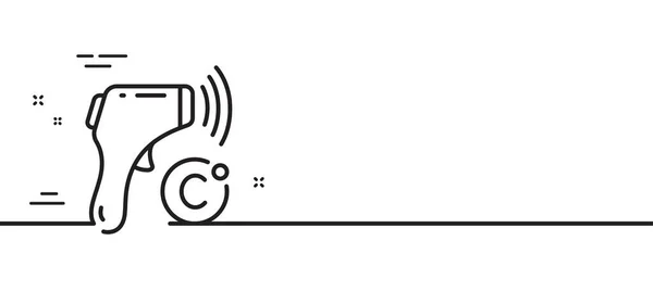 Elektronisches Thermometer Zeilensymbol Temperaturscanner Zeichen Fiebermessung Symbol Minimale Zeilenillustration Hintergrund — Stockvektor