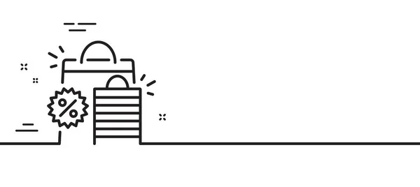 Kortingsregel Icoon Verkoop Boodschappentassen Teken Toegangssymbool Minimale Lijn Illustratie Achtergrond — Stockvector
