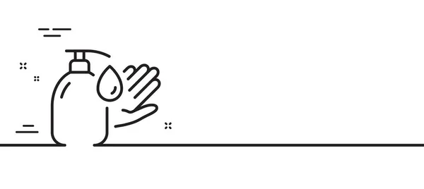 Hände Waschen Linie Symbol Covid Hygiene Zeichen Symbol Für Waschflüssigkeit — Stockvektor