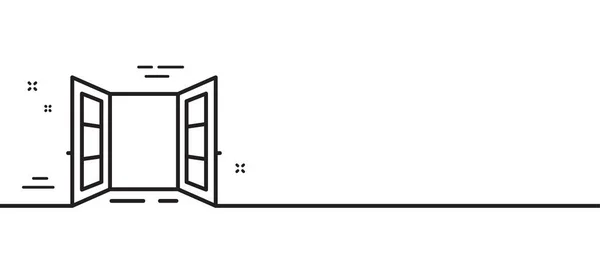 Icône Porte Ouverte Panneau Entrée Symbole Sortie Illustration Ligne Minimale — Image vectorielle