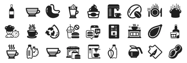 Yiyecek Içecek Ikonları Gıda Uygulaması Latte Kahve Gıda Pazarı Ikonları — Stok Vektör