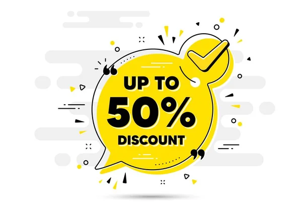 Percent Discount Check Mark Chat Bubble Banner Sale Offer Price — Stock vektor