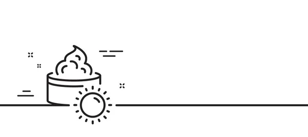 阳光面霜线图标 护肤标志 化妆品洗涤剂符号 最小线条图解背景 防晒霜线图标图案横幅 白色网络模板的概念 — 图库矢量图片