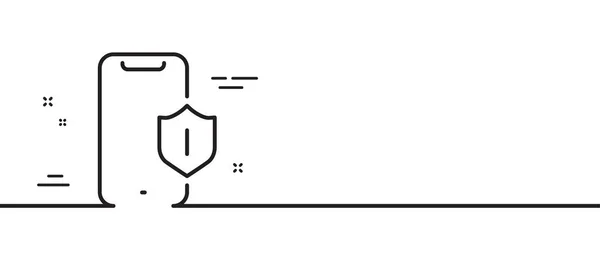 Smartphone Bescherming Lijn Pictogram Telefoonschild Mobiel Apparaatsymbool Minimale Lijn Illustratie — Stockvector