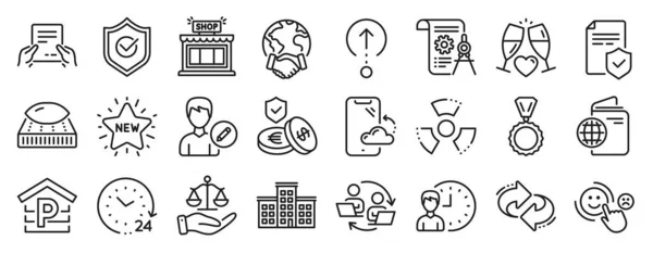 Set Business Icons Divider Document Customer Satisfaction Working Hours Icons — Image vectorielle