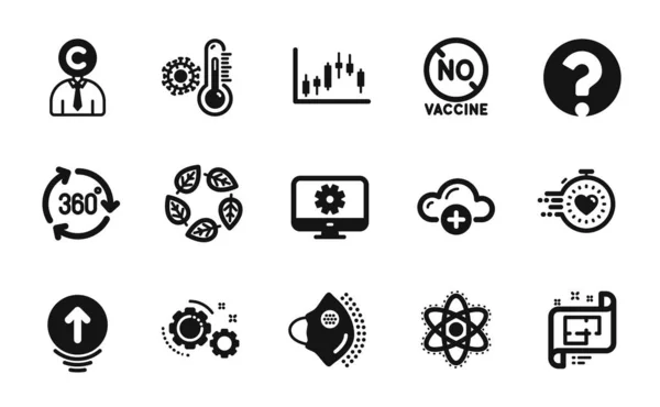 Vector Set Cloud Computing Candlestick Graph Timer Icons Simple Set — Stock Vector