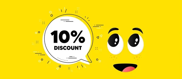 Percent Discount Cartoon Face Chat Bubble Background Sale Offer Price — Stock Vector