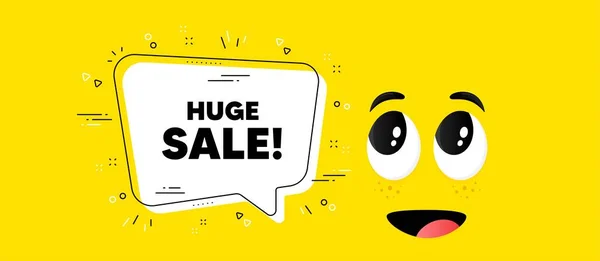Huge Sale Text Cartoon Face Chat Bubble Background Special Offer — Stockový vektor