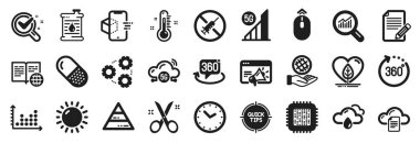 Set of Science icons, such as 5g wifi, Safe planet, No vaccine icons. Sunny weather, Capsule pill, 360 degrees signs. Local grown, Tips, 5g cloud. Augmented reality, Pyramid chart, Time. Vector