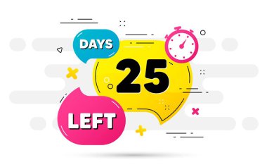 Twenty five days left icon. Countdown number on abstract flow pattern. 25 days to go sign. Count offer date left bubble. Countdown timer with number. Vector