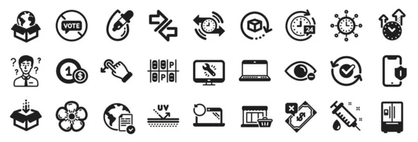 Set Business Icons Stop Voting Support Consultant 24H Delivery Icons — Image vectorielle