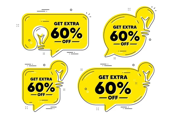 Get Extra Percent Sale Idea Yellow Chat Bubbles Discount Offer — Image vectorielle