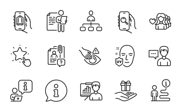 People Icons Set Included Icon Search Employee Presentation Board Woman — Vetor de Stock