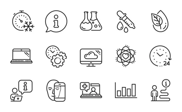 Vetenskapsikoner Inställda Inkluderat Ikon Som Molnlagring Frystimer Kemilabb Tecken Atom — Stock vektor