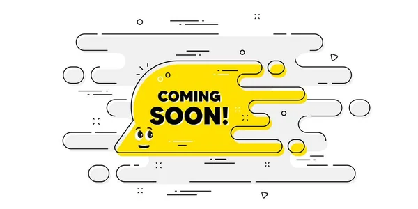 Coming Soon Transition Bubble Geometric Banner Flow Pattern Cartoon Face — Stock Vector