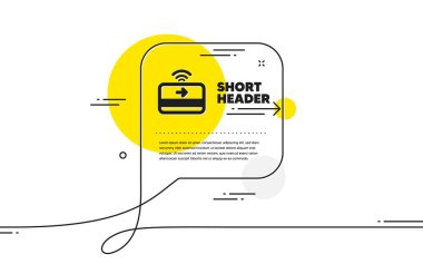 Temassız ödeme ikonu. Devamlı sohbet pankartı. Kredi kartı tabelası. Finans sembolü. Sohbet mesajında irtibatsız ödeme simgesi. Yorum yap ve arka planda konuş. Vektör