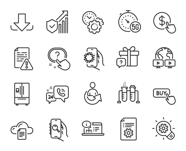 Ensemble Vectoriel Applications Covid Manuels Instructions Icônes Ligne Réfrigérateur Acheter — Image vectorielle