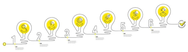 Бизнес График Шагами Инфографика Маршрута Путешествия Лампочки Диаграмма Процесса Рабочего — стоковый вектор
